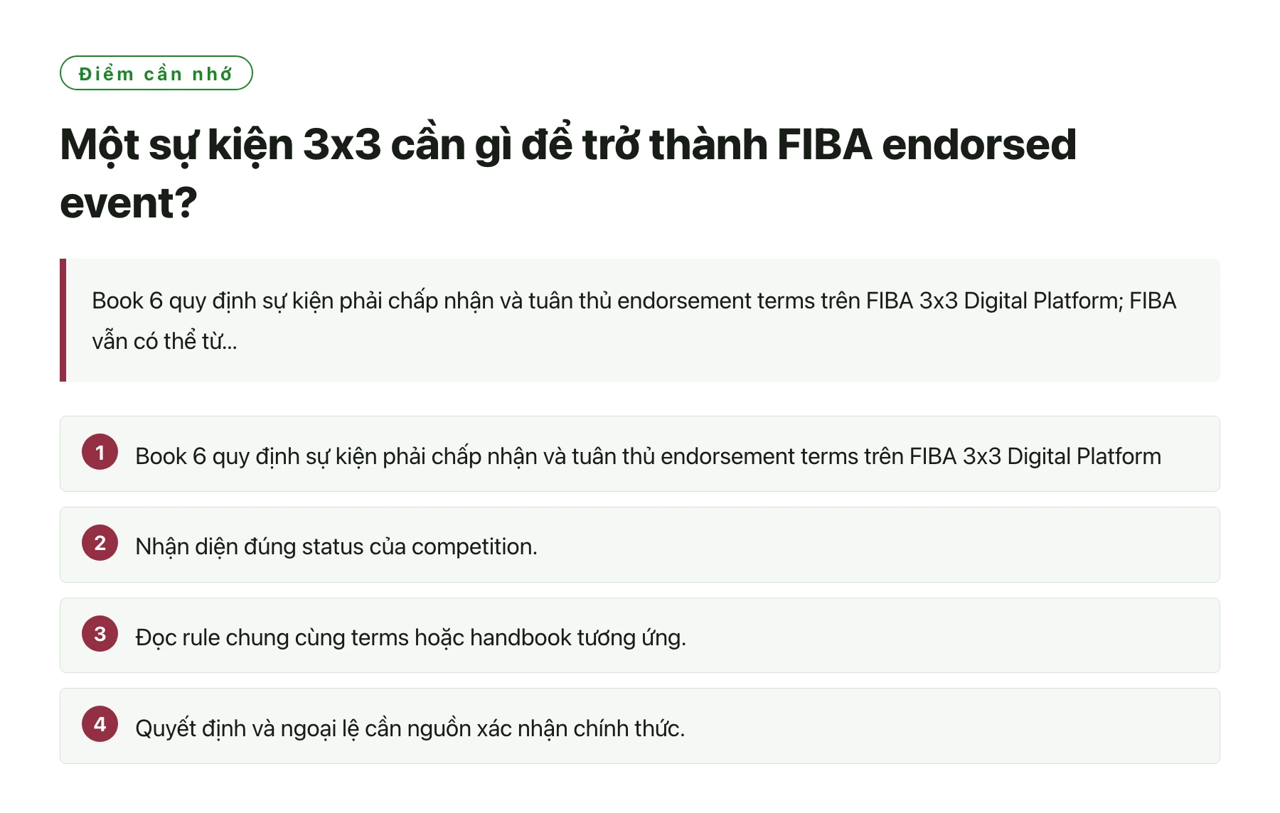 Một sự kiện 3x3 cần gì để trở thành FIBA endorsed event?——全文要点速览