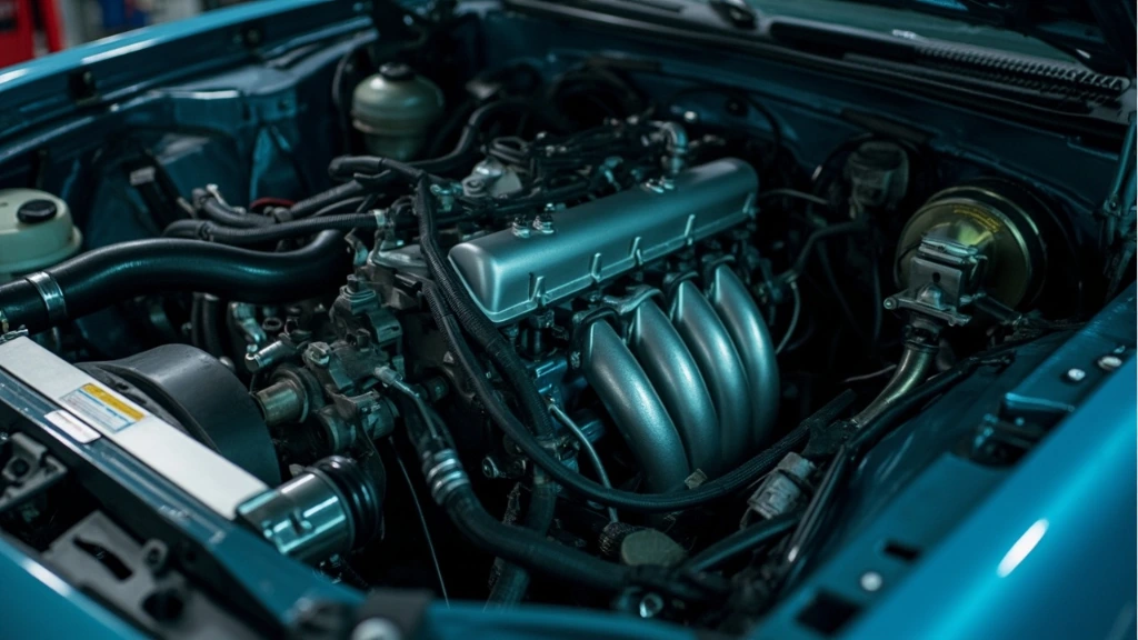 JDM import engine bay with aftermarket components